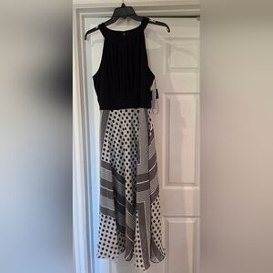 Elegant Black and White Ankle Dress